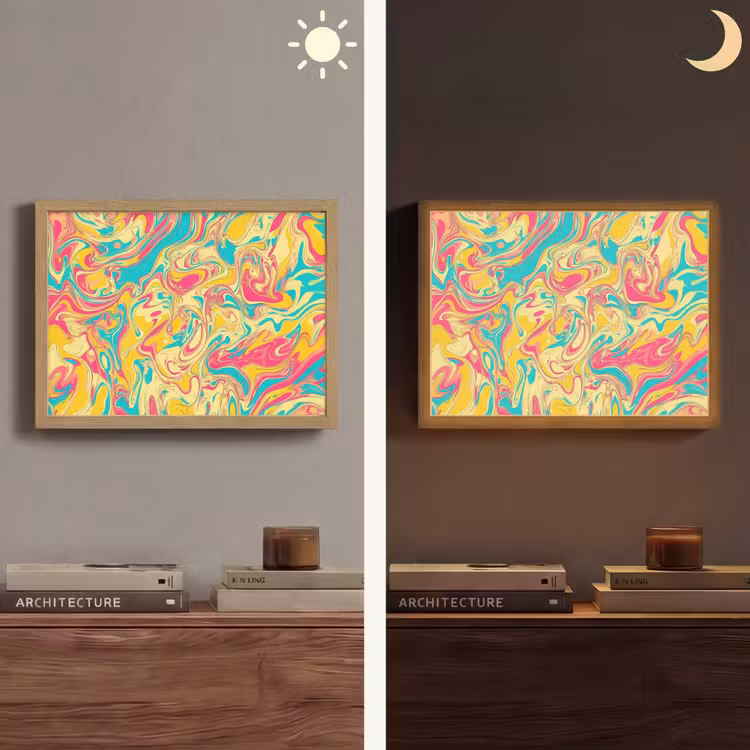 Geel - Roze - Blauw - Retro Light Box met batterij (Wandlamp) middel -sfeer3