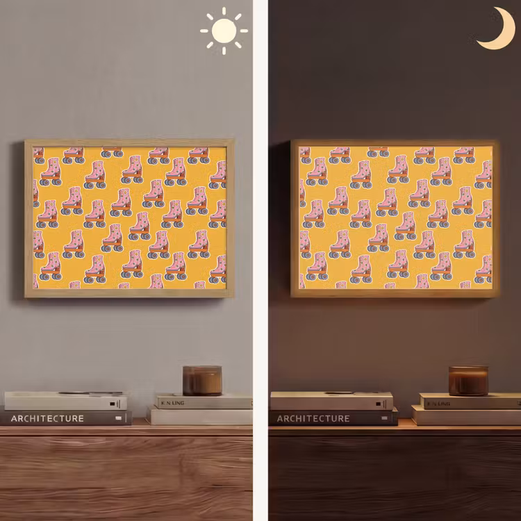 Geel - Rolschaatsen - Patroon Light Box met batterij (Wandlamp) middel 907 -sfeer3
