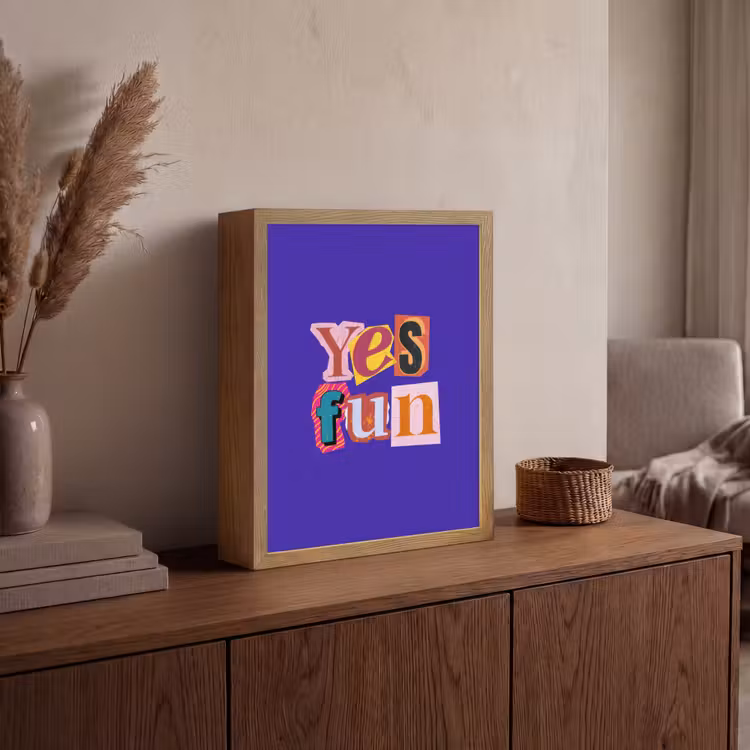 Yes fun - Kleurrijk - Collage-stijl Light Box met batterij (Wandlamp) middel -sfeer2