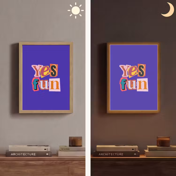 Yes fun - Kleurrijk - Collage-stijl Light Box met batterij (Wandlamp) middel -sfeer3