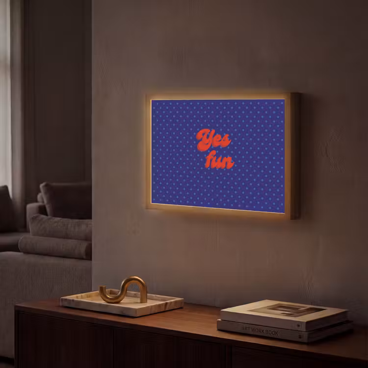 Yes fun - Rood - Blauw - Stippen Light Box met batterij (Wandlamp) middel -sfeer1