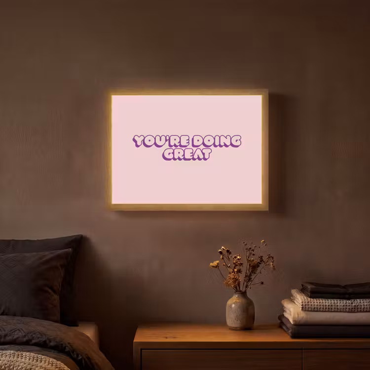 You're doing great - roze - 3D Light Box met batterij (Wandlamp) middel -sfeer4