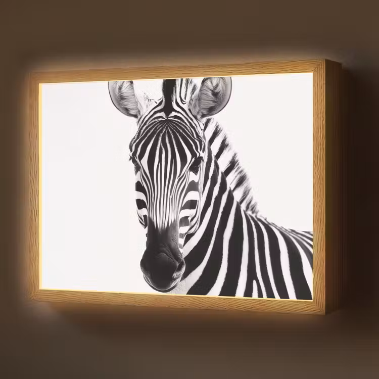 Zebra - Close-up - Zwart - Strepen Light Box met batterij (Wandlamp) middel -z3d_website