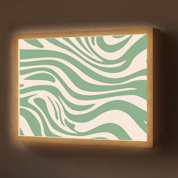 Zebrapatroon - Groen - Retro Light Box met batterij (Wandlamp) middel -z3d_website