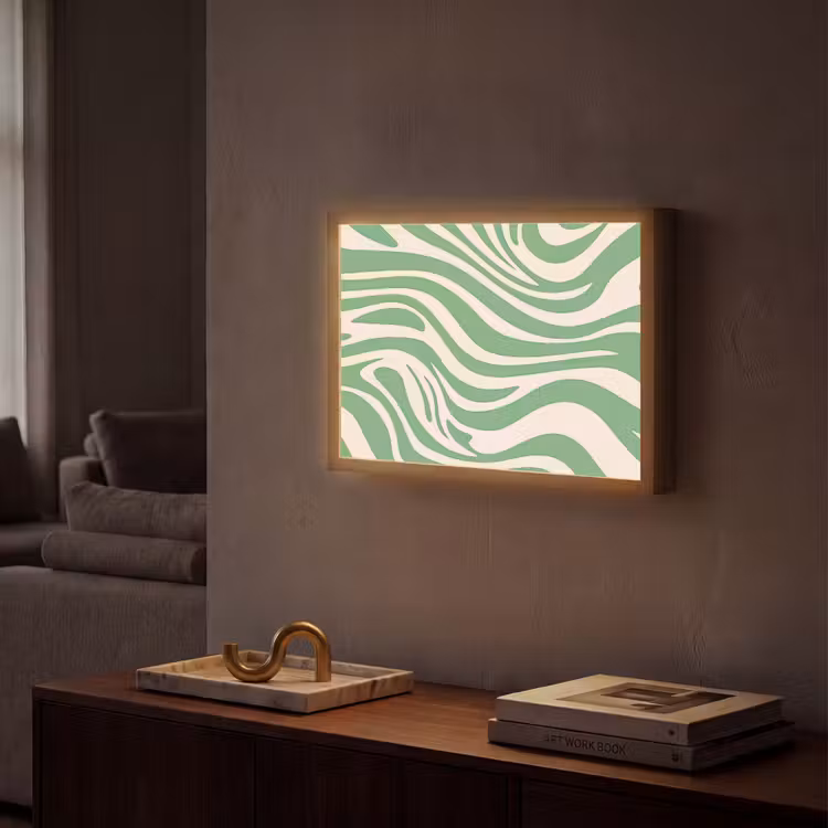 Zebrapatroon - Groen - Retro Light Box met batterij (Wandlamp) middel -sfeer1