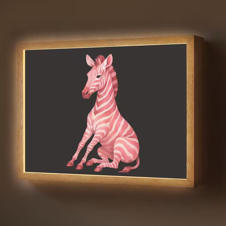 Zebra - Roze - Gestreept Light Box met batterij (Wandlamp) middel -z3d_website