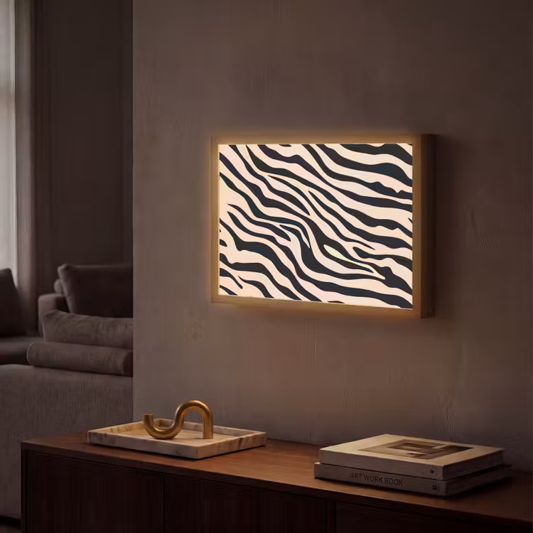 Zebraprint - Dynamisch - Roze Light Box met batterij (Wandlamp) middel -sfeer1