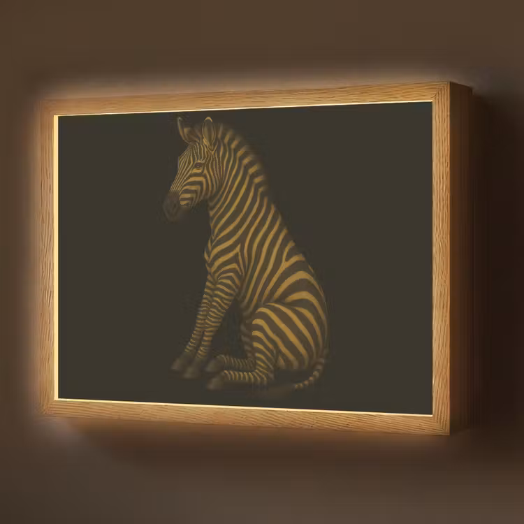 Zebra - Strepen - Goud Light Box met batterij (Wandlamp) middel -z3d_website