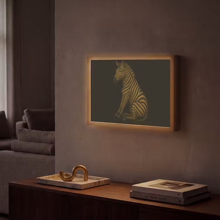 Zebra - Strepen - Goud Light Box met batterij (Wandlamp) middel -sfeer1