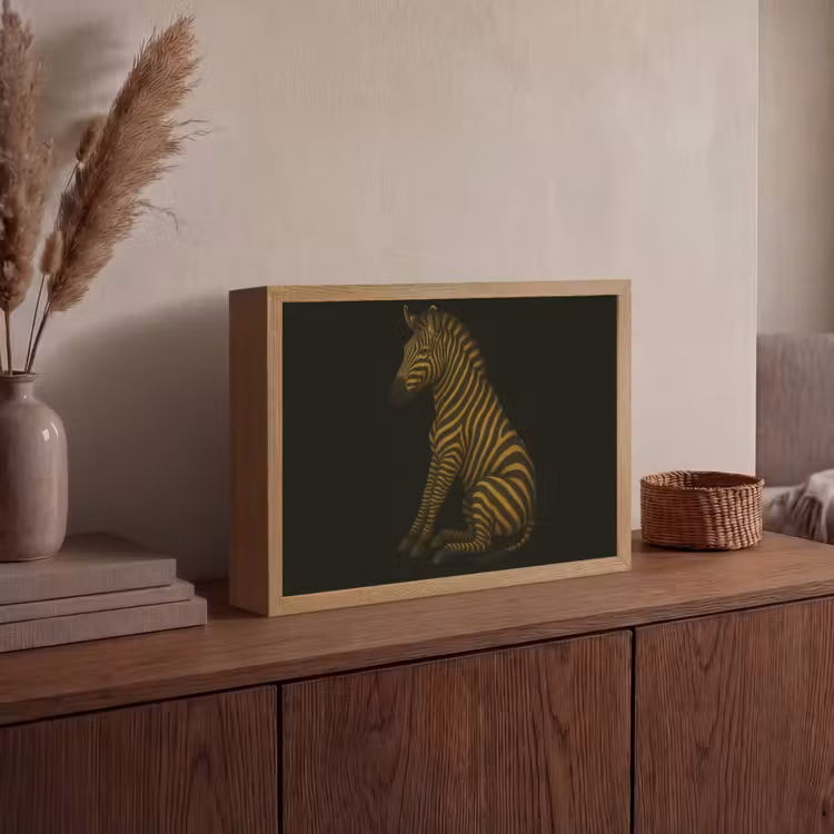 Zebra - Strepen - Goud Light Box met batterij (Wandlamp) middel -sfeer2