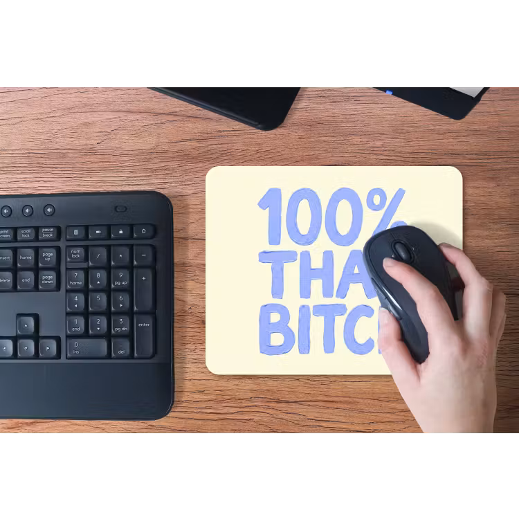 100% that bitch - Blauw - Wit muismat rubber klein -toetsenbord