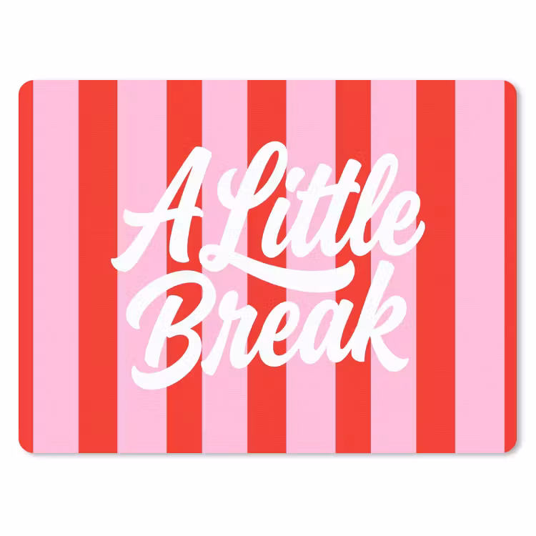 A Little Break - Strepen - Rood - Roze muismat rubber klein -3d