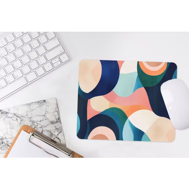 Abstract - Blauw - Roze muismat rubber klein -witbureau