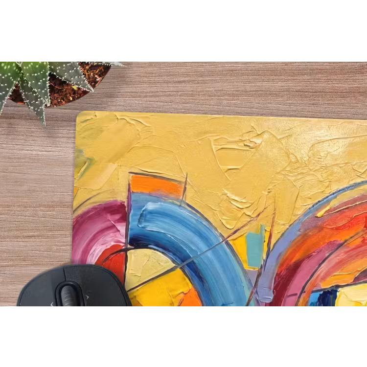Abstract - Cirkels - Schilderij - Kleurrijk - Dynamisch muismat rubber klein -closeup