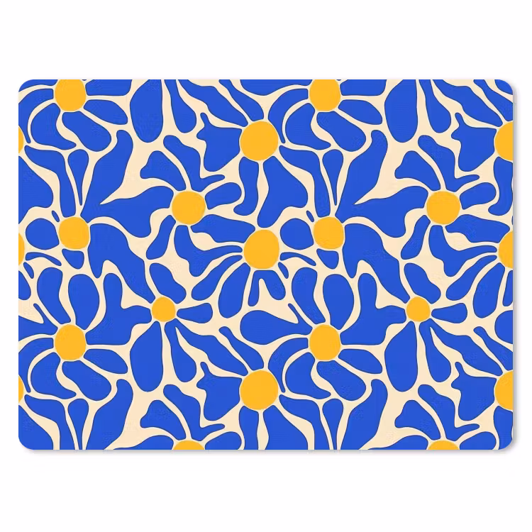 Abstract - Bloem - Blauw muismat rubber klein 262 -3d