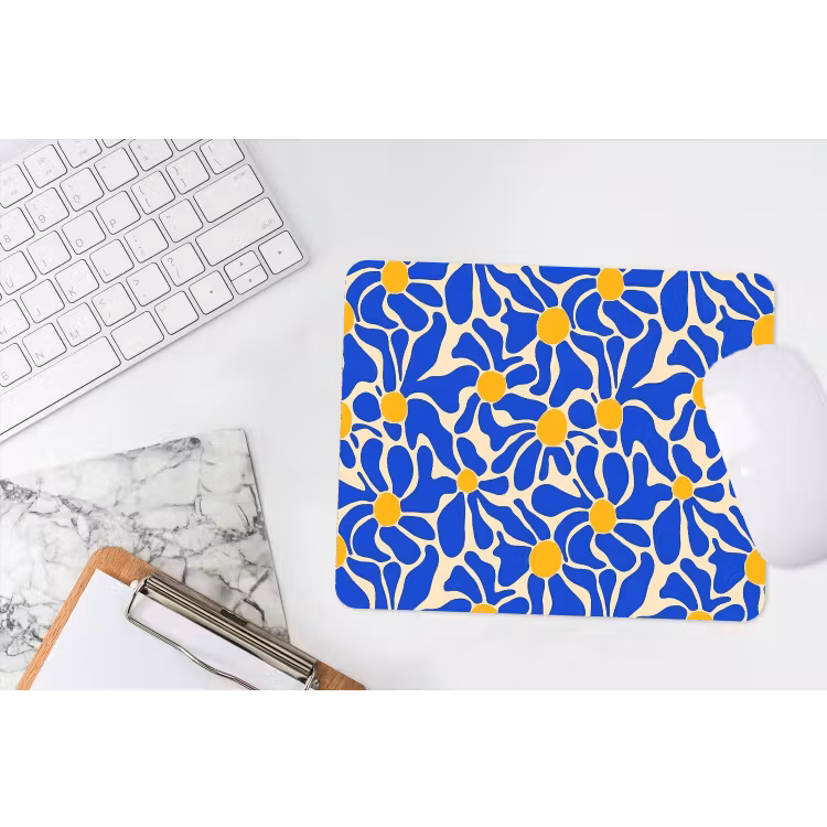 Abstract - Bloem - Blauw muismat rubber klein 262 -witbureau