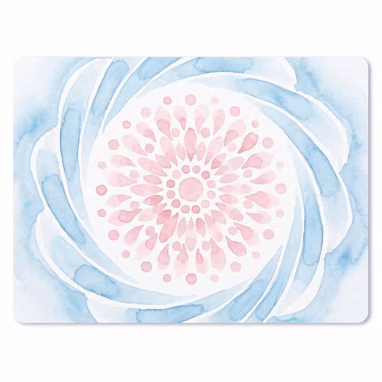 Abstract - Bloemvorm - Aquarel - Roze - Blauw muismat rubber klein -3d