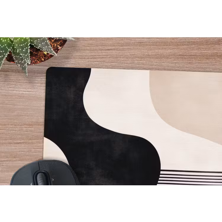 Abstract - Japandi - Beige - Modern muismat rubber klein -closeup