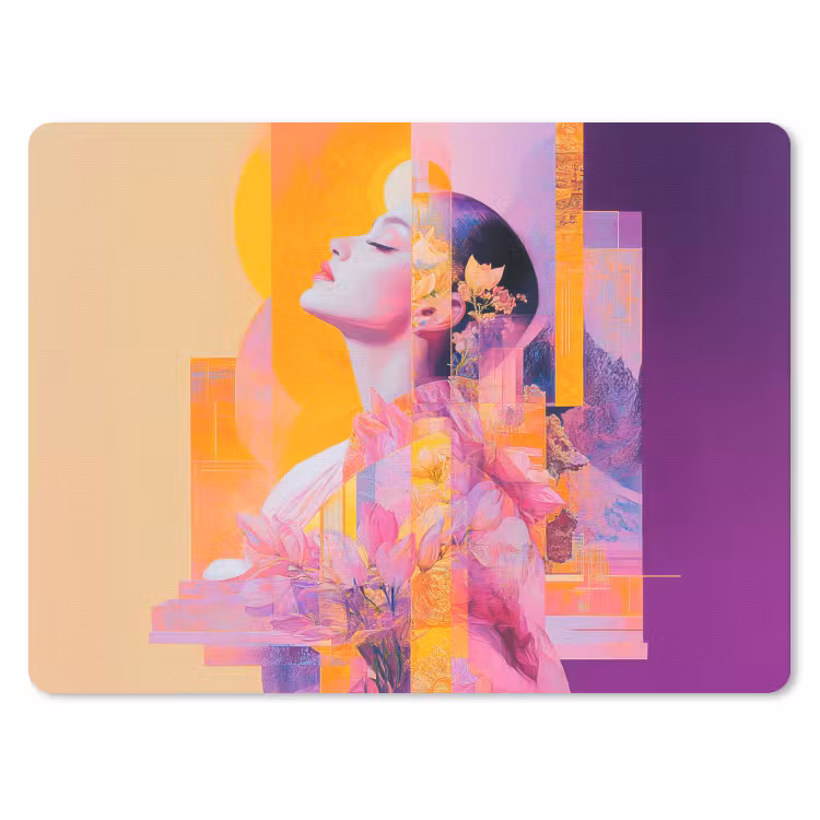 Abstract - Portret - Vrouw - Kleurrijk muismat rubber klein -3d