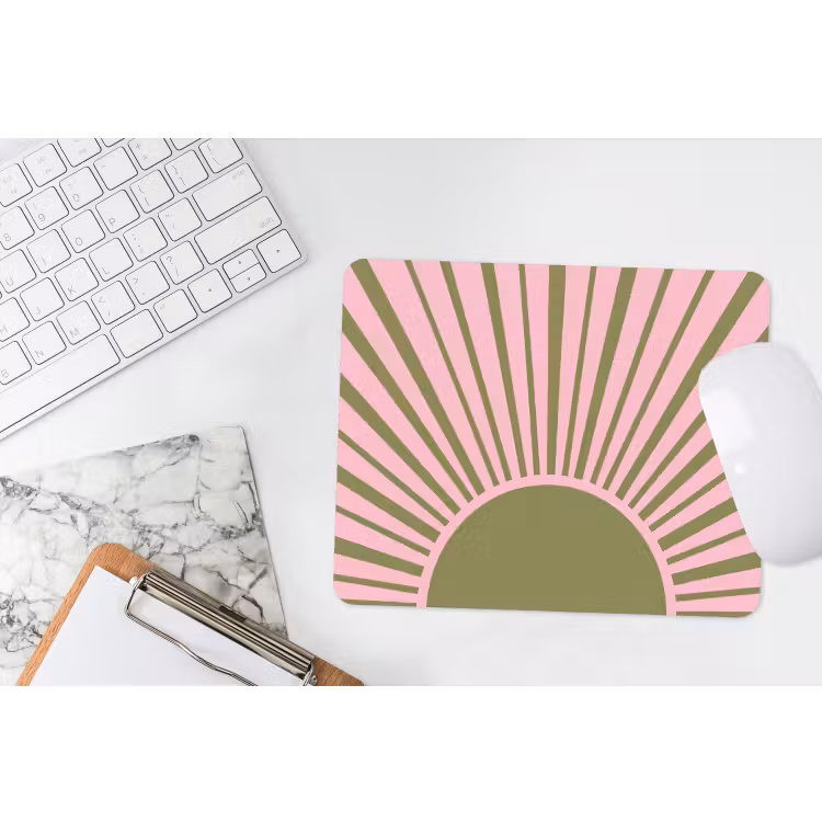 Abstract - Stralen - Grafisch - Roze - Groen muismat rubber klein -witbureau