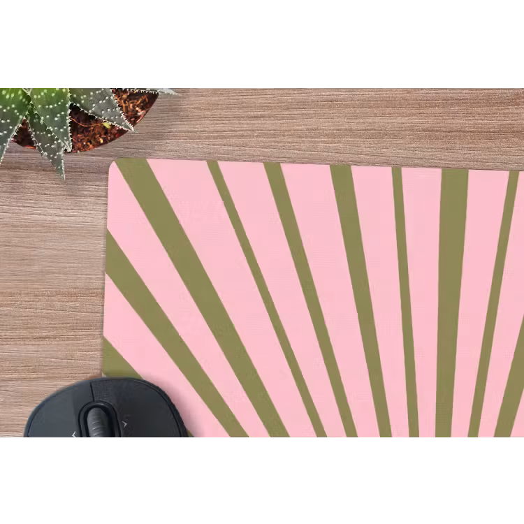 Abstract - Stralen - Grafisch - Roze - Groen muismat rubber klein -closeup