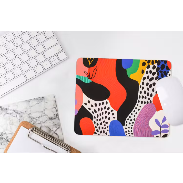Abstract - Vormen - Kleuren - Stippen muismat rubber klein -witbureau