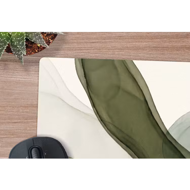 Abstract - Vormen - Modern - Kunst - Groen - Bruin muismat rubber klein -closeup