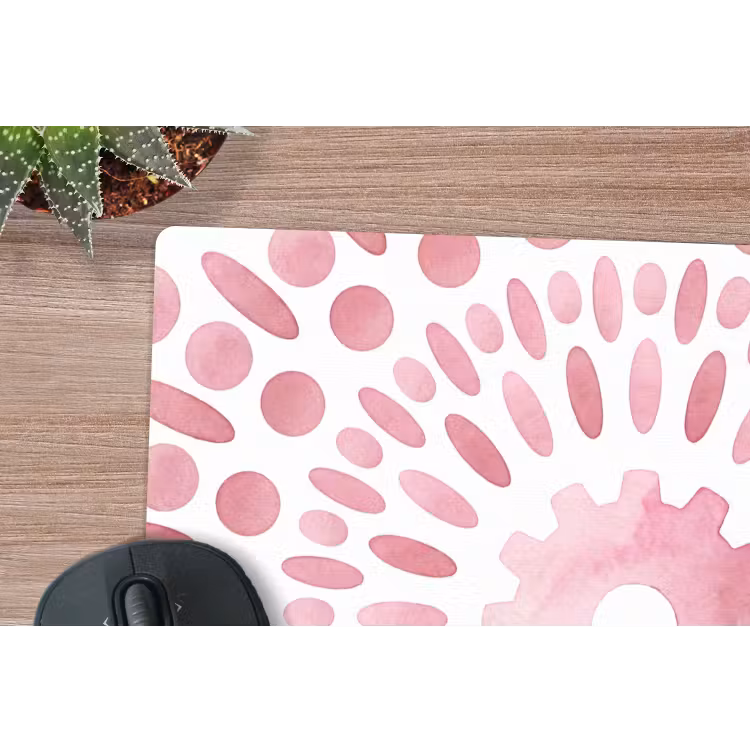 Abstract - Vormen - Patroon - Aquarel - Roze muismat rubber klein -closeup