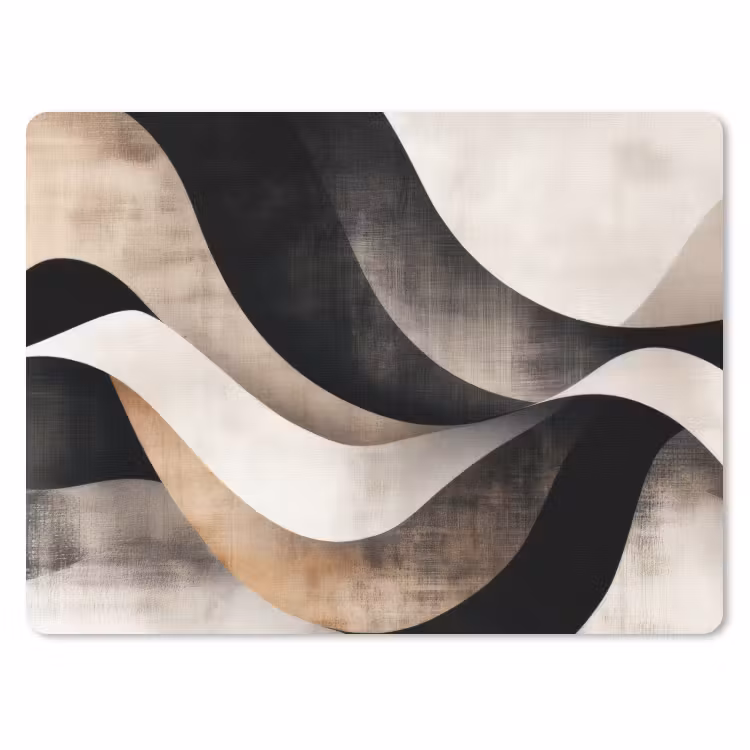 Abstract - Golven - Zwart - Verweerd muismat rubber klein -3d