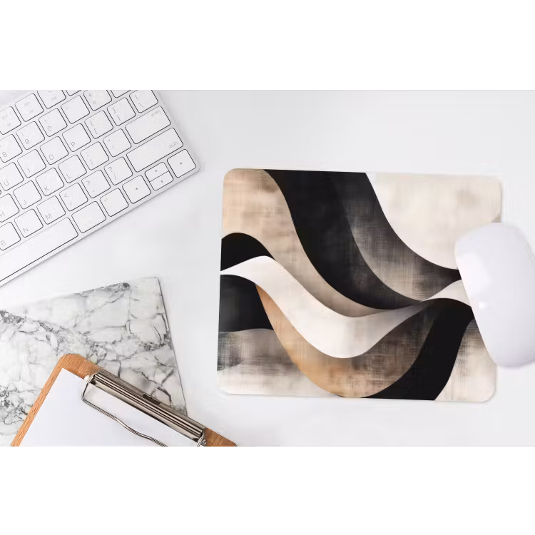 Abstract - Golven - Zwart - Verweerd muismat rubber klein -witbureau