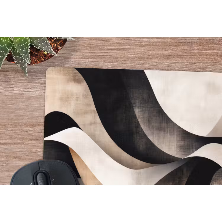 Abstract - Golven - Zwart - Verweerd muismat rubber klein -closeup