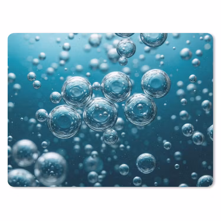 Luchtbellen - Dynamisch - Blauw muismat rubber klein -3d