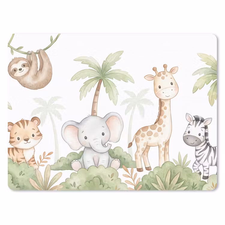 Dieren - Jungle - Pastel muismat rubber klein -3d