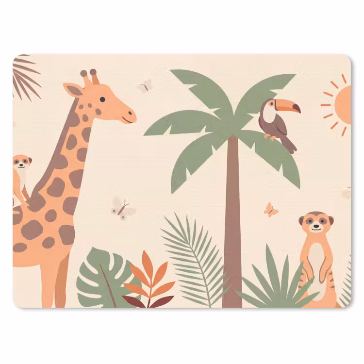 Dieren - Tropisch - Safari - Kleurrijk muismat rubber klein -3d