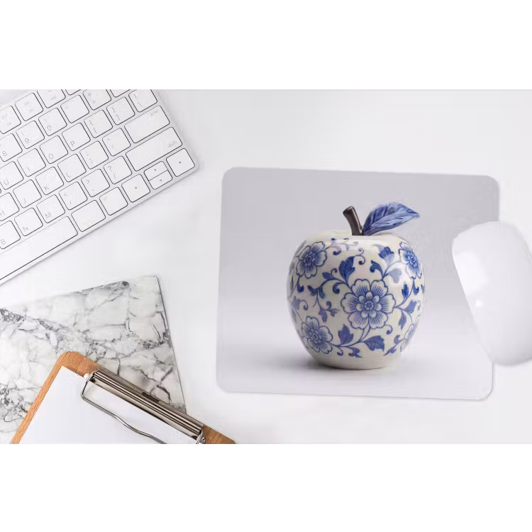 Appel - Blauw - Klassiek muismat rubber klein -witbureau