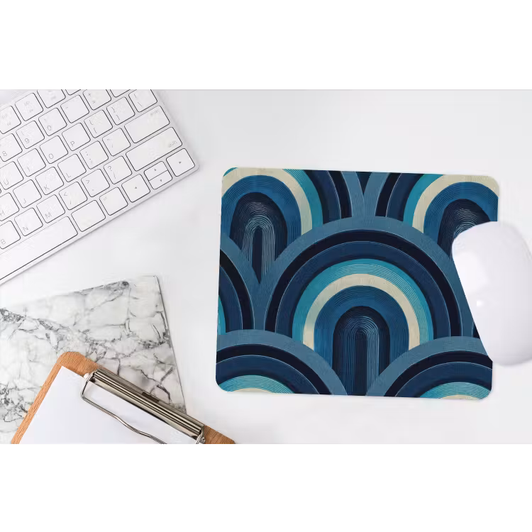 Bogen - Geometrisch - Patroon - Blauw - Retro muismat rubber klein 262 -witbureau