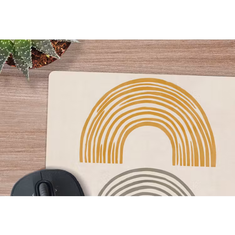 Bogen - Lijnen - Oranje - Minimalistisch muismat rubber klein -closeup