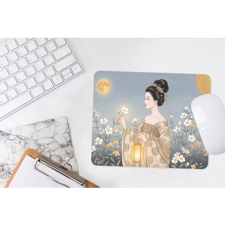 Aziatisch - Vrouw - Kimono muismat rubber klein -witbureau