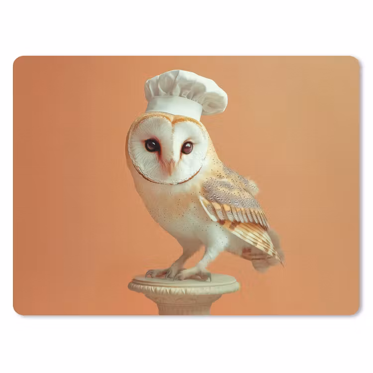 Kerkuil - Koksmuts - Oranje - Vogel muismat rubber klein -3d