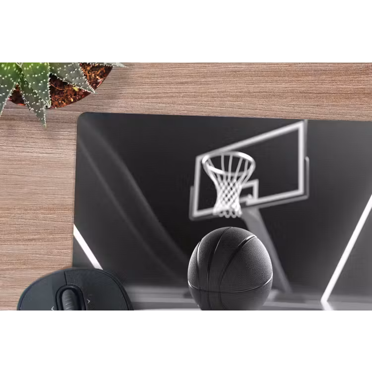 Basketbal - Basketbalveld - Lichtlijnen muismat rubber klein -closeup