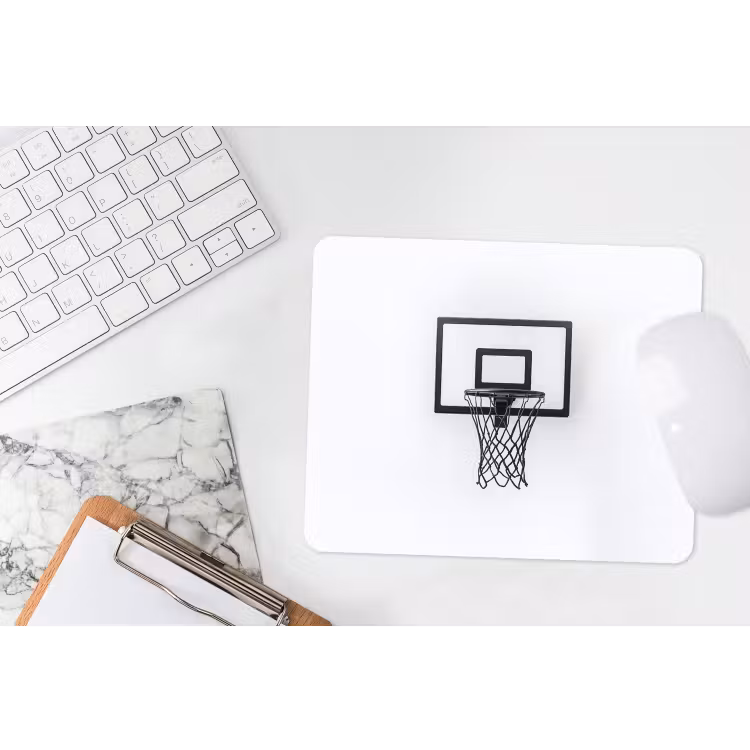 Basketbalbord - Minimalistisch - Zwart muismat rubber klein -witbureau