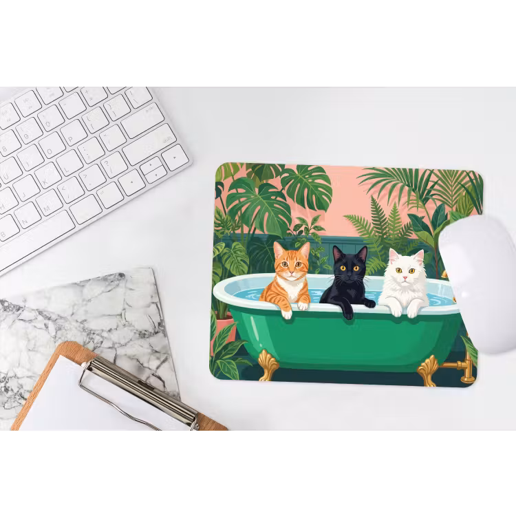Badkamer - Kattenparade - Kleurrijk muismat rubber klein -witbureau