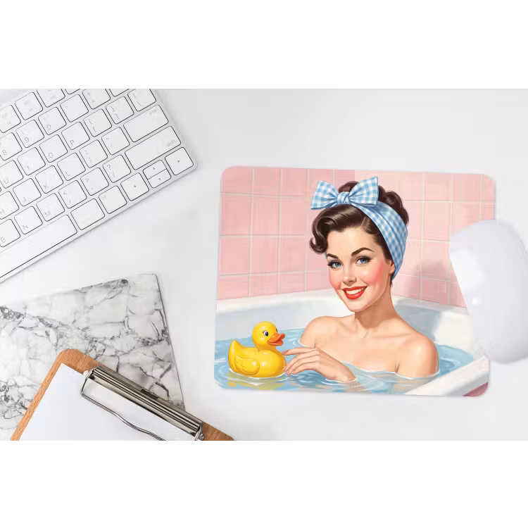 Badkamer - Eend - Blauw muismat rubber klein -witbureau