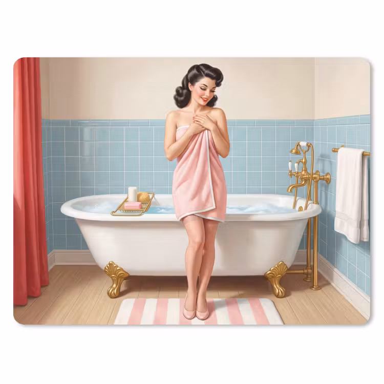 Badkamer - Vrouw - Roze muismat rubber klein -3d