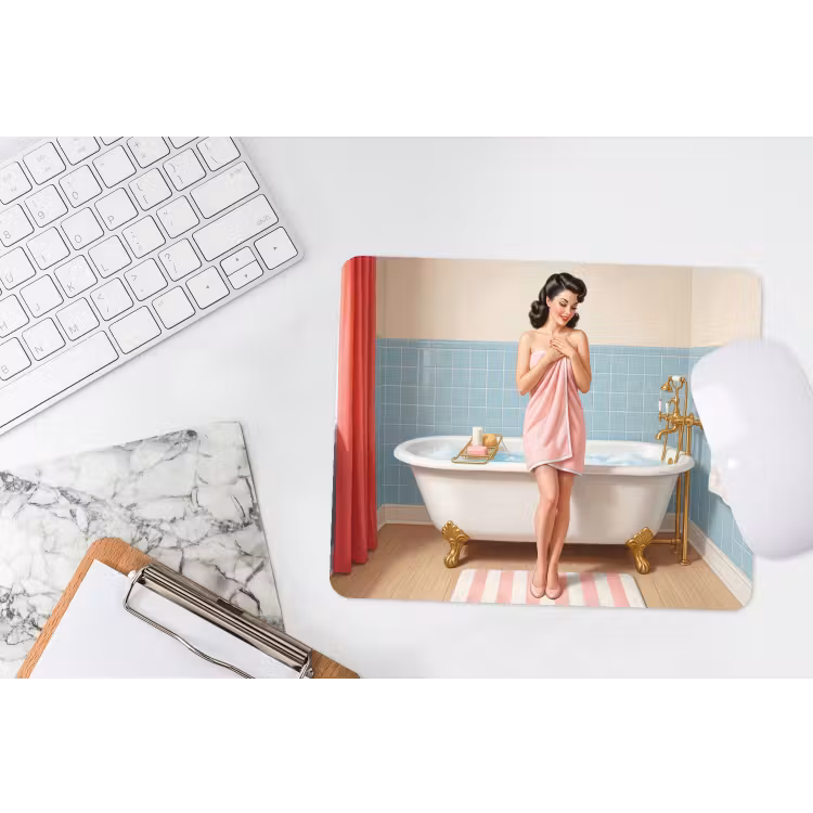 Badkamer - Vrouw - Roze muismat rubber klein -witbureau