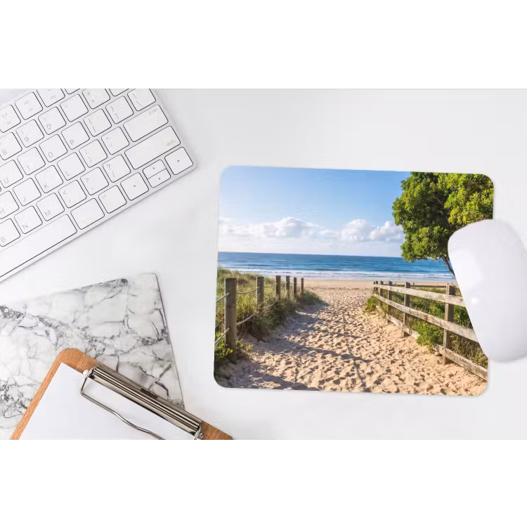 Strand - Zandpad - Oceaan - Natuur muismat rubber klein -witbureau