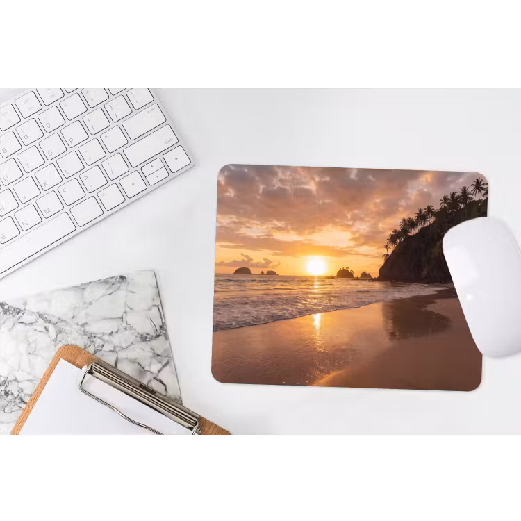Strand - Zonsondergang - Natuur - Tropisch - Oranje muismat rubber klein -witbureau