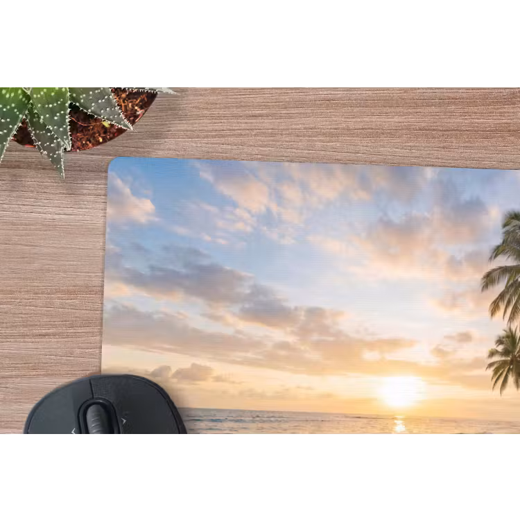 Strand - Zonsondergang - Tropisch - Natuur - Goud muismat rubber klein -closeup
