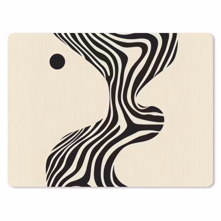 Beige - Lijnen - Golvend - Abstract muismat rubber klein -3d
