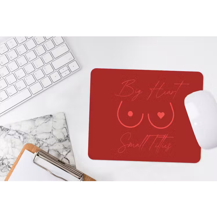 big heart small titties - Hart - Rood muismat rubber klein -witbureau